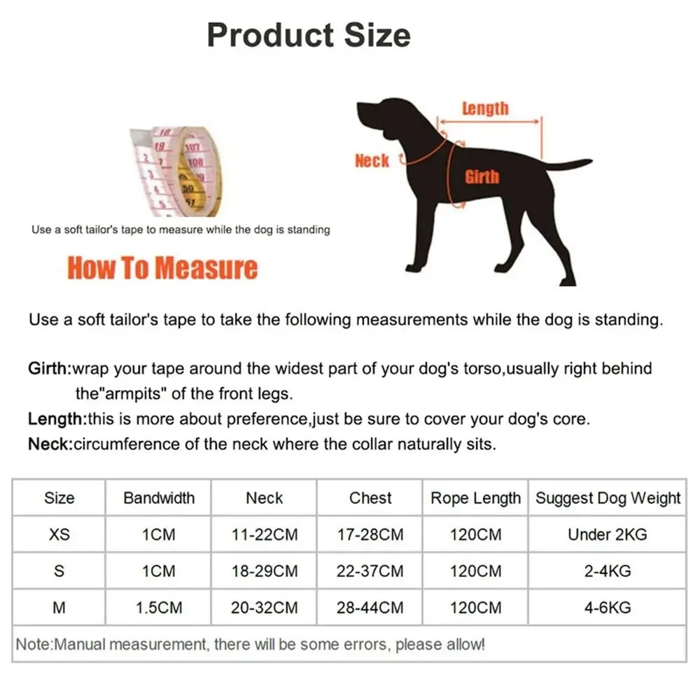 Pet Supplies Outdoor Walking Animal  Accessories Adjustable Puppy Collars Cat Puppy Leash Set Dogs Leads Rope Pet Harness