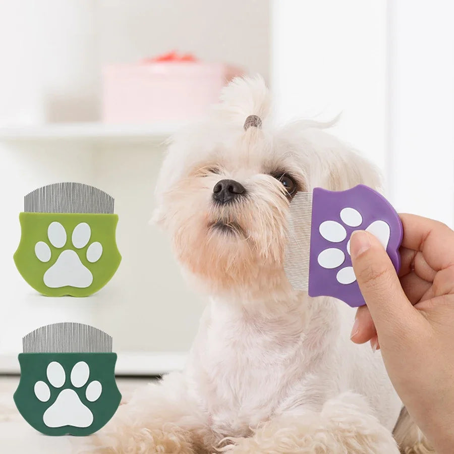 Pet Grooming Comb - Flea Comb for Cats & Dogs, Curved Design for Face & Body, Mini Detangling Brush for Pets