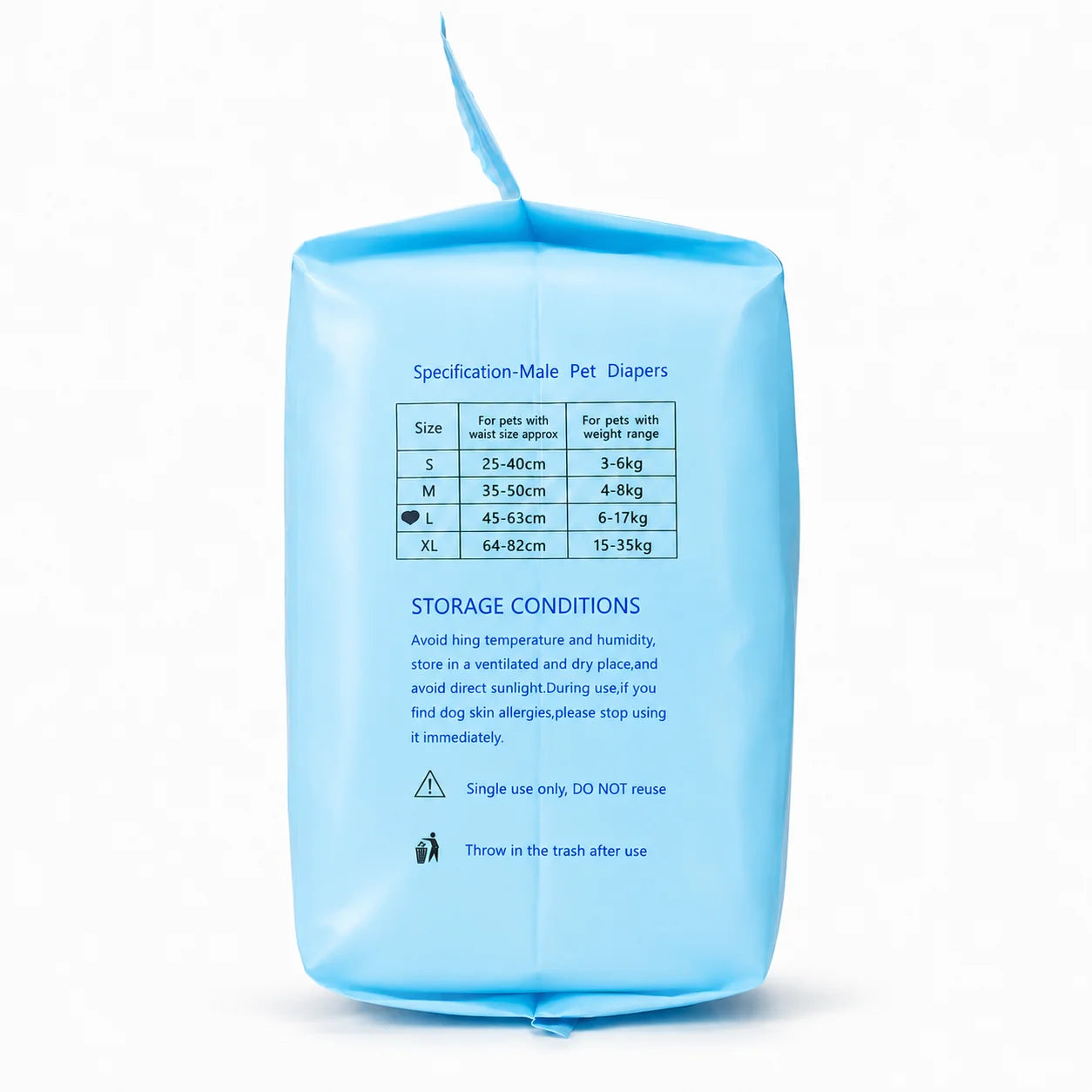 10 pieces of disposable dog diapers, leak-proof, highly absorbent, quick-drying, soft and suitable for travel, with adjustable waistband
