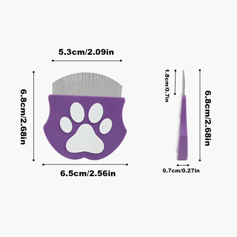Pet Grooming Comb - Flea Comb for Cats & Dogs, Curved Design for Face & Body, Mini Detangling Brush for Pets
