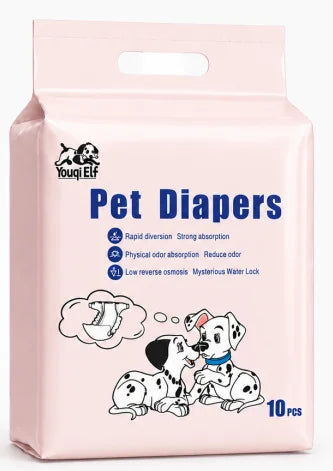 10 pieces of disposable dog diapers, leak-proof, highly absorbent, quick-drying, soft and suitable for travel, with adjustable waistband