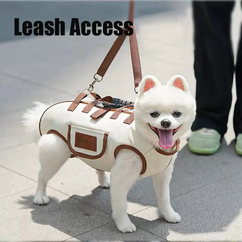 Portable Breathable Outdoor Pet Carrier for Cats & Small Dogs - Lightweight Travel Backpack with Leash, Handheld & Crossbody Des