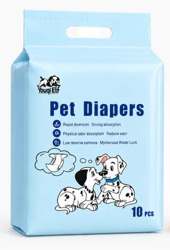 10 pieces of disposable dog diapers, leak-proof, highly absorbent, quick-drying, soft and suitable for travel, with adjustable waistband