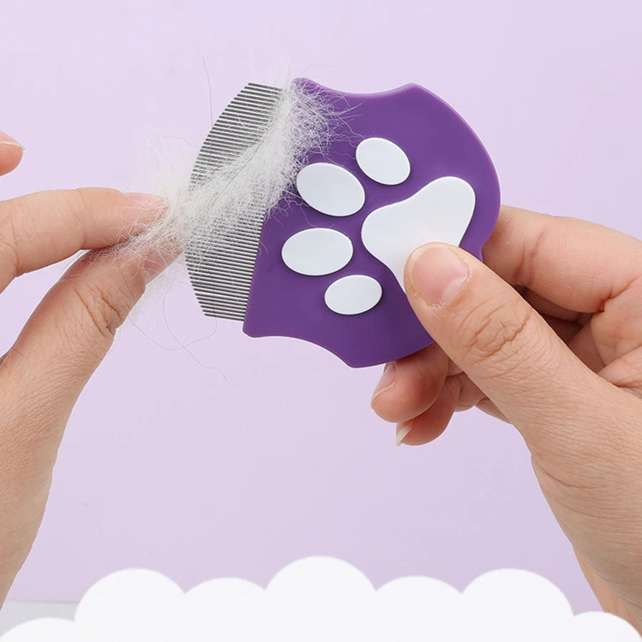 Pet Grooming Comb - Flea Comb for Cats & Dogs, Curved Design for Face & Body, Mini Detangling Brush for Pets