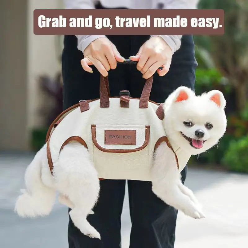 Portable Breathable Outdoor Pet Carrier for Cats & Small Dogs - Lightweight Travel Backpack with Leash, Handheld & Crossbody Des