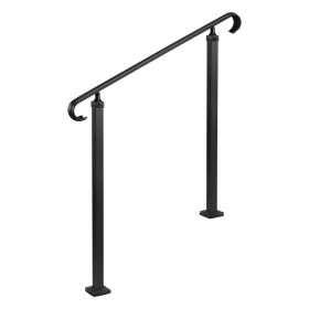 Handrails for Outdoor Steps, 2-3 Step Adjustable Height, Carbon Steel Transitional Handrail with Installation Kit, Exterior Hand Railing for Step