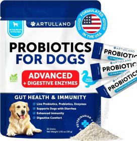 Probiotic Powder for Dogs Support Gut Health Itchy Skin Allergies 30 Sticks Immunity Yeast Balance Dog Probiotics and Digestive Enzymes with Preb