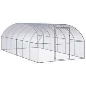 Outdoor Chicken Coop 9.8'x19.7'x6.6' Galvanized Steel