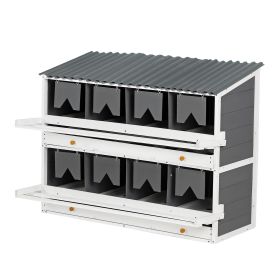 Nesting Boxes for Chickens, Wooden Chicken Nesting Box, 8 Compartments Egg Laying Boxes for Hens, Ducks and Poultry with Rollout Eggs Collection
