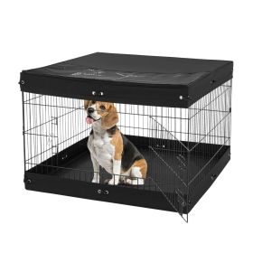 Dog Playpen, 4 Pcs 24 x 36 in Panels Foldable Metal Pet Exercise Pen, Dog Fence Indoor and Outdoor Pen with Door, Top Cover, and Bottom Pad