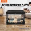 Dog Playpen, 4 Pcs 24 x 36 in Panels Foldable Metal Pet Exercise Pen, Dog Fence Indoor and Outdoor Pen with Door, Top Cover, and Bottom Pad