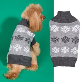 Snowflake Brown Gray Autumn And Winter New Dog Christmas Sweater (Option: Gray-XXS)