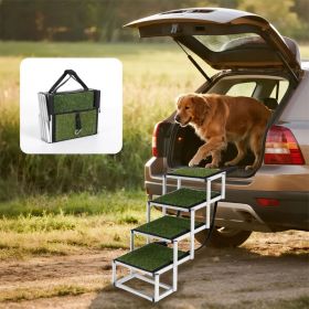 Foldable Dog Ramp For Cars, SUVs, Trucks, Portable Pet Dog Stairs For Large Dogs With Non-Slip Surface  Reinforced Design, Lightweight Yet Sturdy (Option: Green)