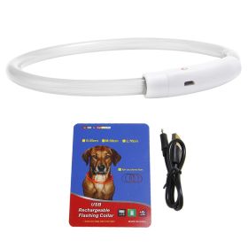 1Pc USB Rechargeable LED Dog Collar Multi Color Lighting Dog Safety Collar Cuttable Length Glow Dog Collar For Small Medium Large Dog Night Walki (Option: L)