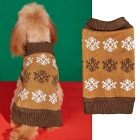 Snowflake Brown Gray Autumn And Winter New Dog Christmas Sweater (Option: Dark Brown-XL)